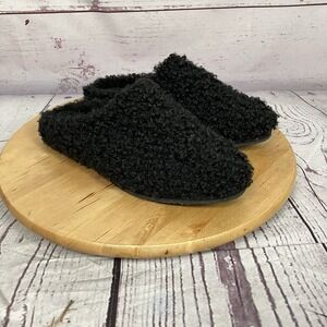 Bearpaw Sherpa Slide Slippers Black Cozy Mule Slip On Womens Size 7